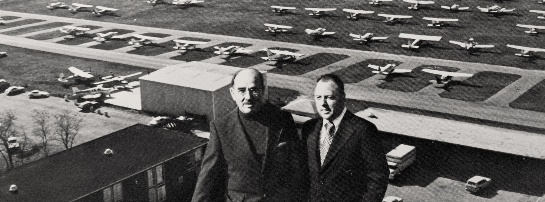 historic photo of george j priester at airport